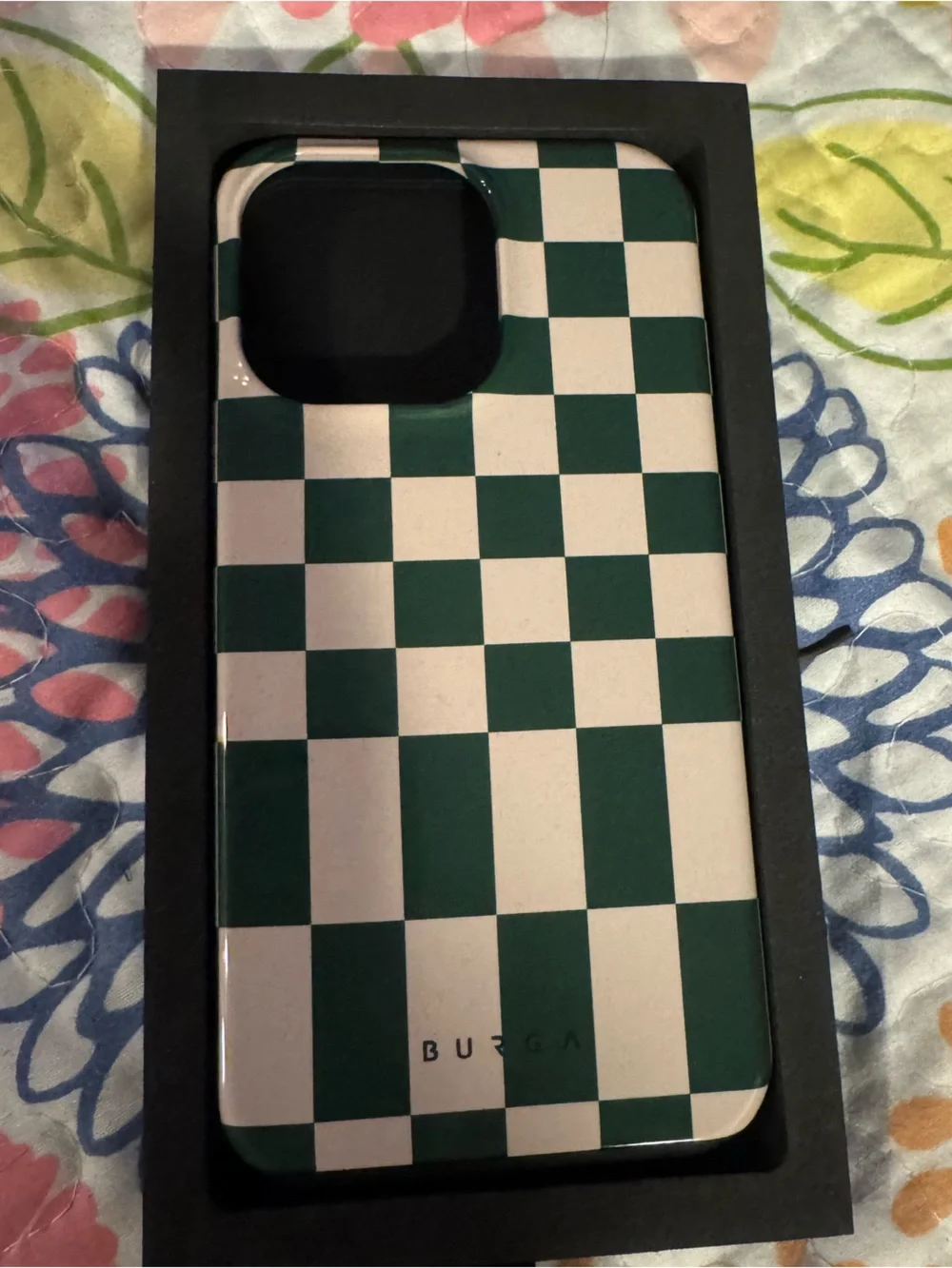 New iPhone 13 Pro burga green checkered phone case